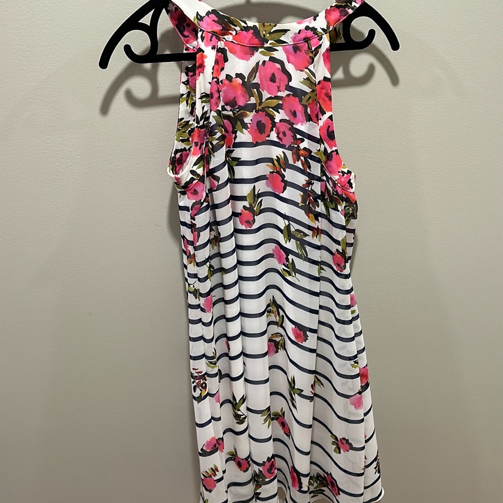White with pink flowers dress